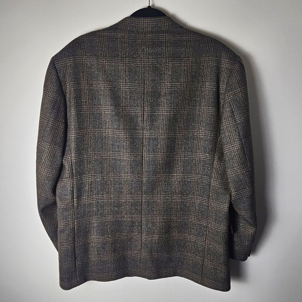 Vito Rufolo Sport Coat Jacket 100% Wool 42R Made in Italy Brown Windowpane Plaid - Picture 2 of 11